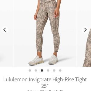 Lululemon Athletica Beige Patterned High-Rise Tights. Invigorate high rise 25”